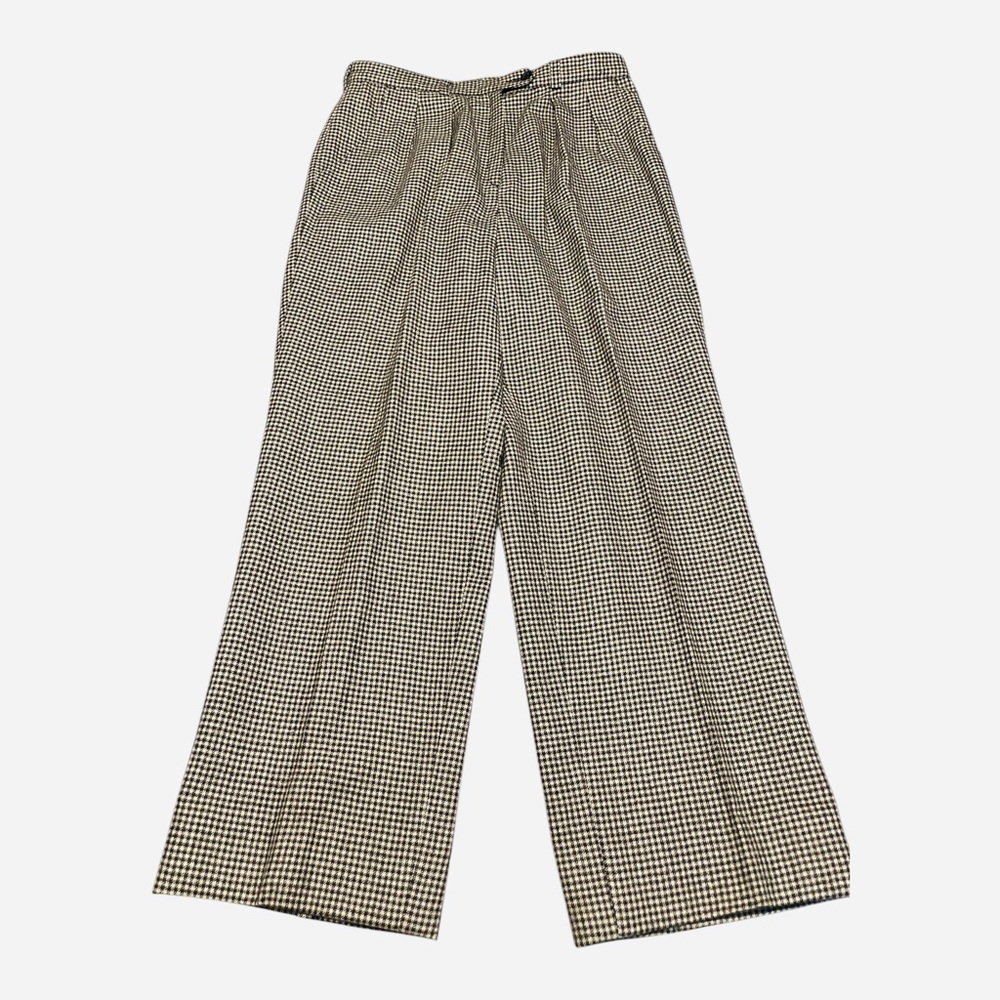 Vintage Giorgio Sant’Angelo Black White Houndstooth 100% Wool Trousers Size 8